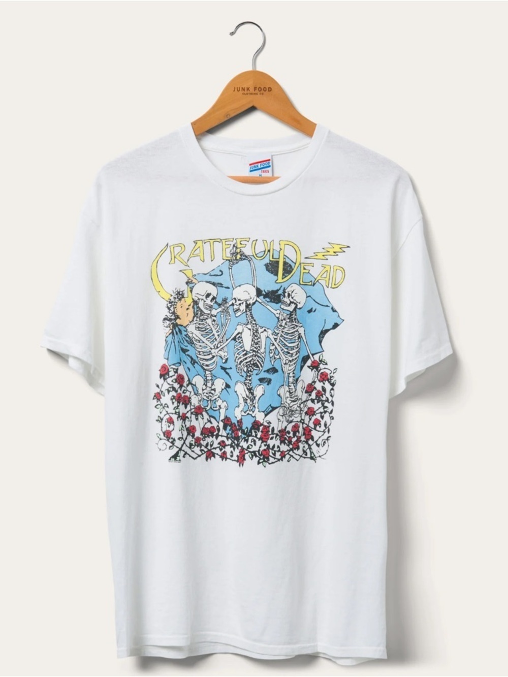 Junk Food grateful dead skeletons band tee bed of roses flea market short sleeve